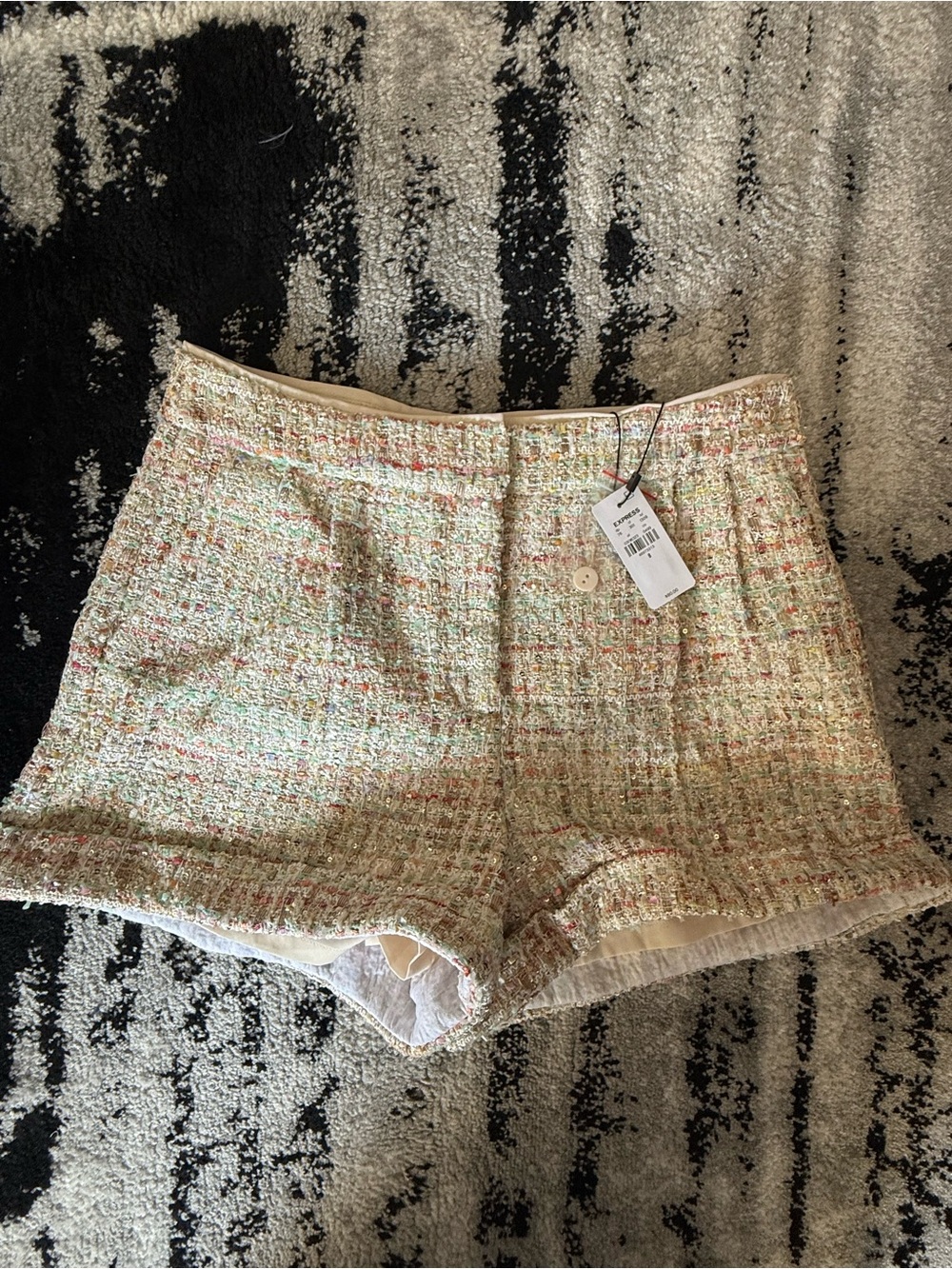 NWT Express Tweed Metallic Shorts Size 8